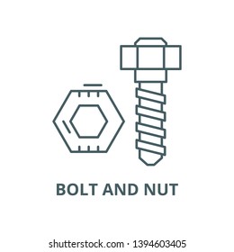 Bolt and nut vector line icon, linear concept, outline sign, symbol