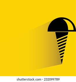 bolt on yellow background, flat and shadow theme