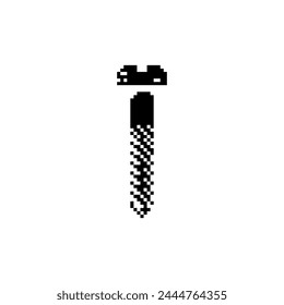 Bolt pixel art icon, screw flat style. Web site design. 8-bit. Game assets. Isolated abstract vector illustration. Design for web, logo, sticker, mobile app. Old school computer graphic style.