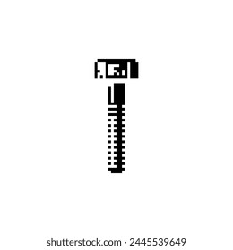 Bolt pixel art icon, screw flat style. Web site design. 8-bit. Game assets. Isolated abstract vector illustration. Design for web, logo, sticker, mobile app. Old school computer graphic style.