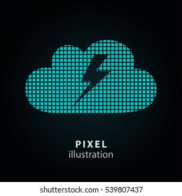 Bolt - pixel icon. Vector Illustration. Design logo element. Isolated on black background. It is easy to change to any color.