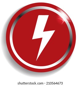 bolt red glossy web icon