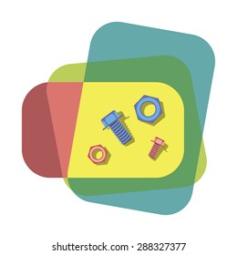 bolt and screw in color frame flat illustration