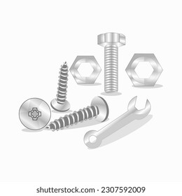 bolt and screw isolated on white color background. illustration vector. Eps.10