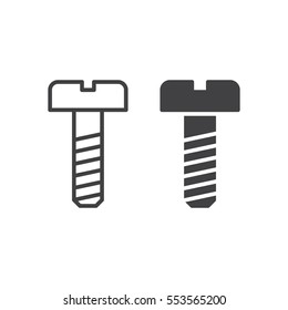 Bolt, screw line icon, outline and filled vector sign, linear and full pictogram isolated on white. Symbol, logo illustration