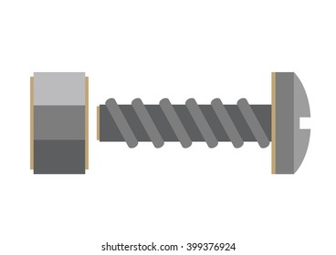 bolt screw and nut cartoon vector