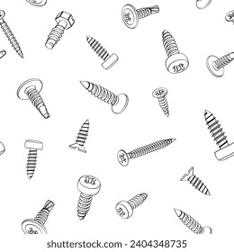 bolt, screw, nut washer seamless pattern Vector illustration