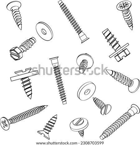 bolt, screw, nut washer seamless pattern Vector illustration