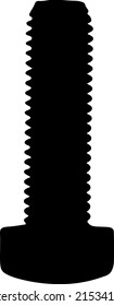 Bolt screw vector silhouette, fill with black color screw, isolated on white background, hardware tool concept