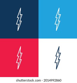 Contorno de forma de perno Símbolo azul y rojo cuatro colores conjunto de iconos mínimo