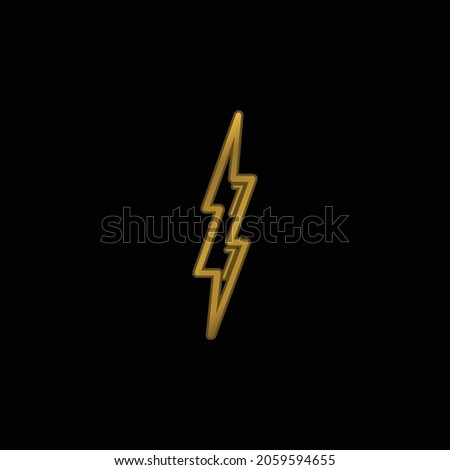 Bolt Shape Outline Symbol gold plated metalic icon or logo vector