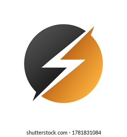 Bolt symbol with black and orange colors combination