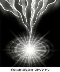 bolt. thunderbolt, thunder. Dark black Abstract light lamps aura background for Technology computer graphic website internet business. Vector illustration.Spot Effect. neon, Spotlights. infographics
