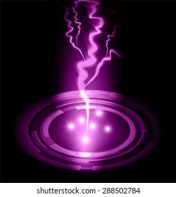 bolt. thunderbolt, thunder. Dark purple Abstract light lamps background for Technology computer graphic website internet business. Vector illustration.Spot Effect. neon, Spotlights. star