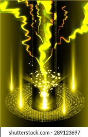 bolt. thunderbolt, thunder. Dark yellow Abstract light lamps background for Technology computer graphic website internet business. Vector illustration.Spot Effect. neon, Spotlights. infographics