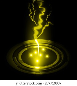 bolt. thunderbolt, thunder. Dark yellow Abstract light lamps background for Technology computer graphic website internet business. Vector illustration.Spot Effect. neon, Spotlights. infographics