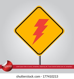 bolt in traffic sign vector icon