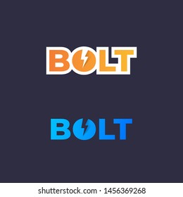 Bolt typography logo design with thunder element in 2 color option