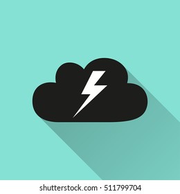 Bolt vector icon with long shadow. Illustration isolated for graphic and web design.