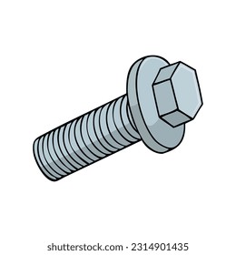 ilustración del vector del tornillo, aislado en fondo blanco, vista superior