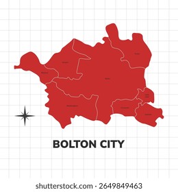 Bolton City map illustration. Map of the City in England