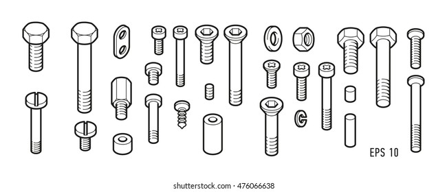 Bolts and female screws or nuts