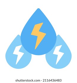 Bolts inside droplets, icon of hydro energy

