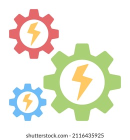 Bolts inside gears, flat design of energy management