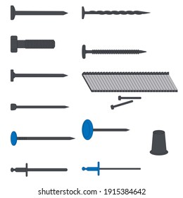 bolts nail screw rivet vector icon