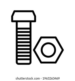 Bolts and nuts construction tools icons with outline style