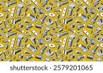 Bolts and nuts seamless background, repair and maintenance workshop tiling wallpaper, mechanic technics service endless pattern, elements easy to use separately.