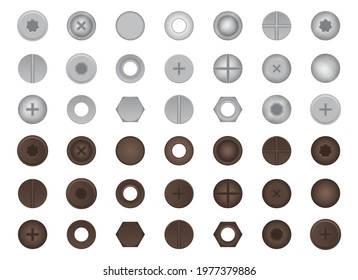 Bolts and nuts set vector illustration