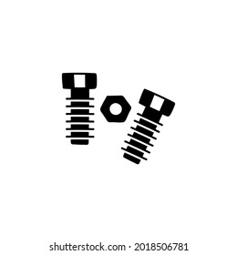 bolts, screw icon in solid black flat shape glyph icon, isolated on white background 