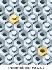 Bolts and Screws 3D pattern. Vector Illustration