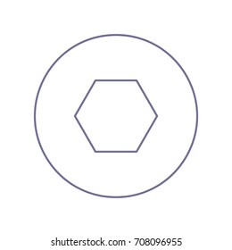 Bolts, screws with hexagonal head icon. Vector. Violet linear icon on white background. Isolated.