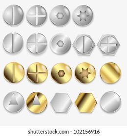 Bolts And Screws, Isolated On White Background, Vector Illustration