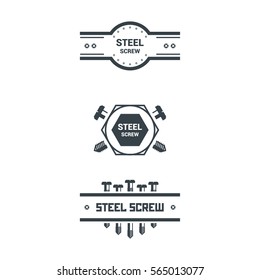 Bolts, screws, nuts, washers. Vector illustration. T-shirt print. Poster. Logo. Retro badge. Emblem.