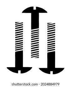 Bolts screws single silhouette construction tool icon for design and creativity in black on a white background