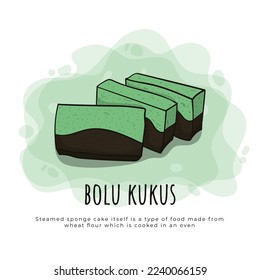Bolu kukus cake in cartoon design. bolu kukus is the name of a cake that can be found in Indonesia