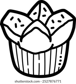 Ícone e ilustração do vetor de doodle Bolu kukus