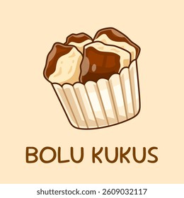 Bolu Kukus Food Cartoon Vector Icon Illustration. Food Object Icon Concept Isolated Premium Vector. Flat Cartoon Style