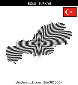 Bolu map outline showcasing features and flag