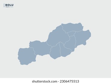 Bolu province of Turkey, province map.