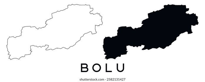 Bolu Turkey map outline and black silhouette vector