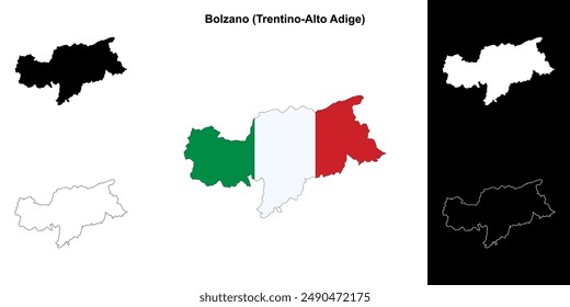 Bolzano province outline map set