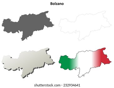 Bolzano (South Tyrol) blank detailed outline map set - Italian version