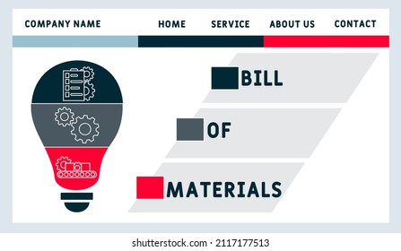 BOM - Bill Of Materials acronym. business concept background. vector illustration concept with keywords and icons. lettering illustration with icons for web banner, flyer, landing pag