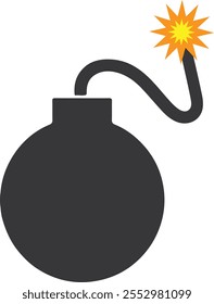 Bom mit Stoßsicherung Silouette Vektorsymbol mit weißem Hintergrund