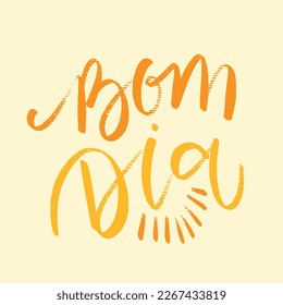 Bom dia. Good morning in brazilian portuguese. Modern hand Lettering. vector.