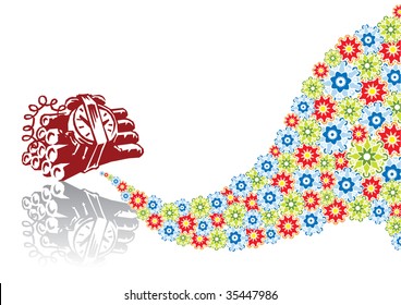 Bomb in abstract collage. Format A4. Vector illustration. Isolated groups and layers. Global colors.